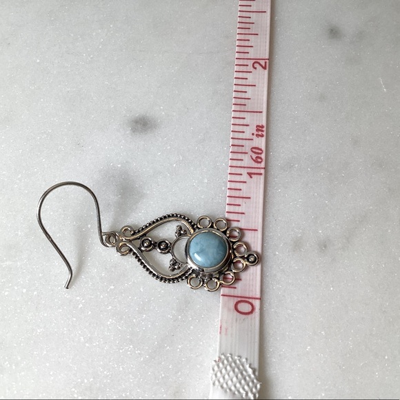Natural Larimar .925 Sterling Silver Dangle Earrings - Picture 14 of 17